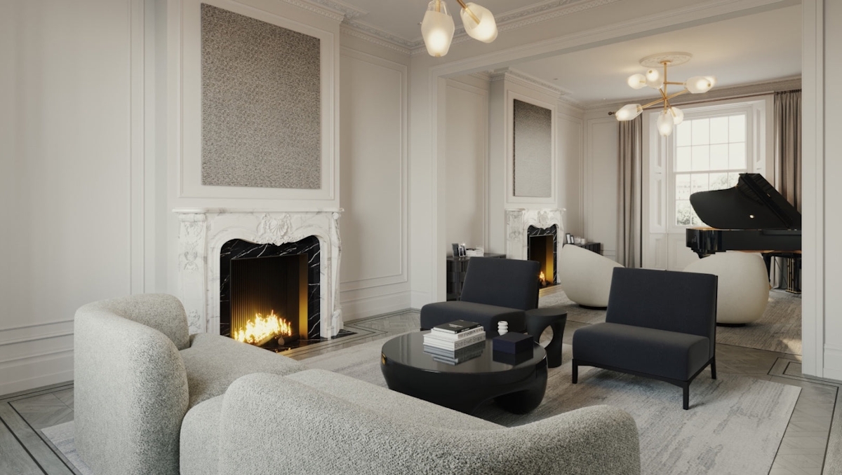 Lawson Robb textured interior with black accent chairs